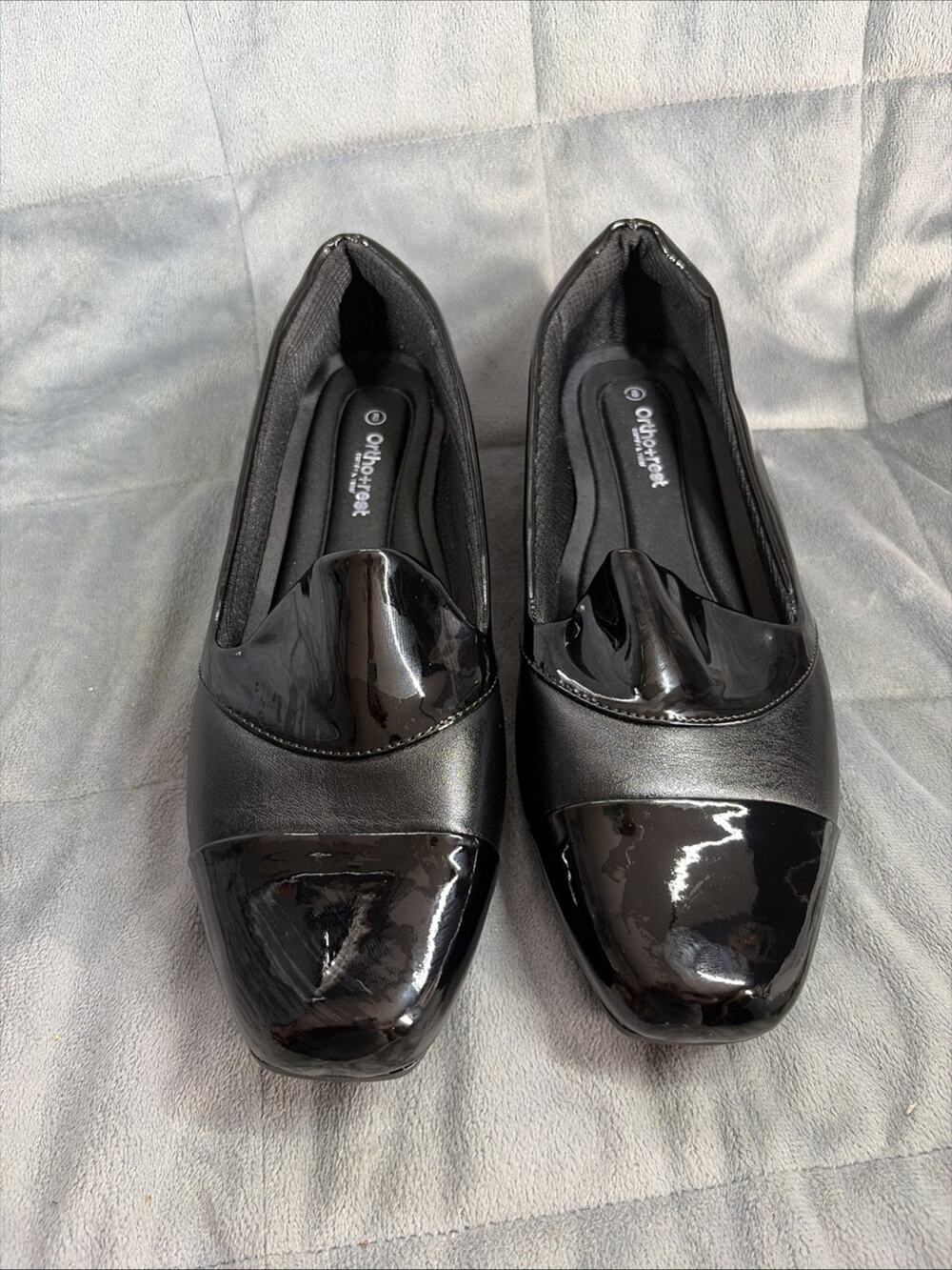 ortho+rest Women's Black Patent Leather Loafer Comfort Slip-On Flats Size 9 NWOT